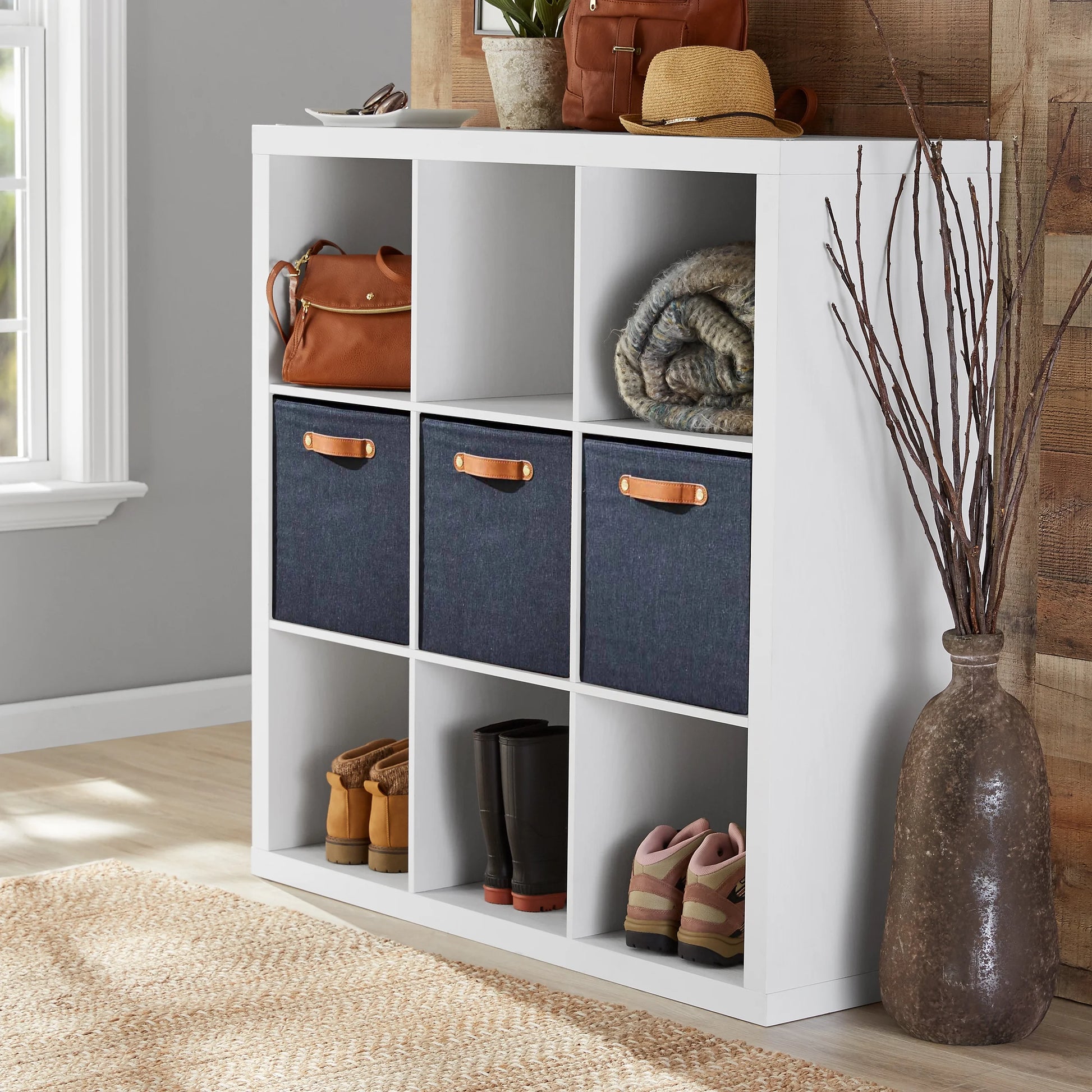 9 Cube Storage Organizer, White Texture
