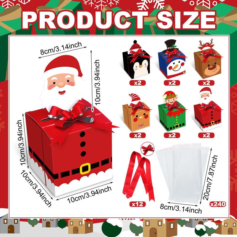 12 Pcs Christmas Money Box Christmas Party Gift Money Gift Boxes for Cash Pop up Christmas Money Holders for Cash with Festive Red Bows Clear Cash Seal Bags Penguin Santa Reindeer Snowman Gingerbread Men Pattern for Birthday Christmas Party Favor Supplies