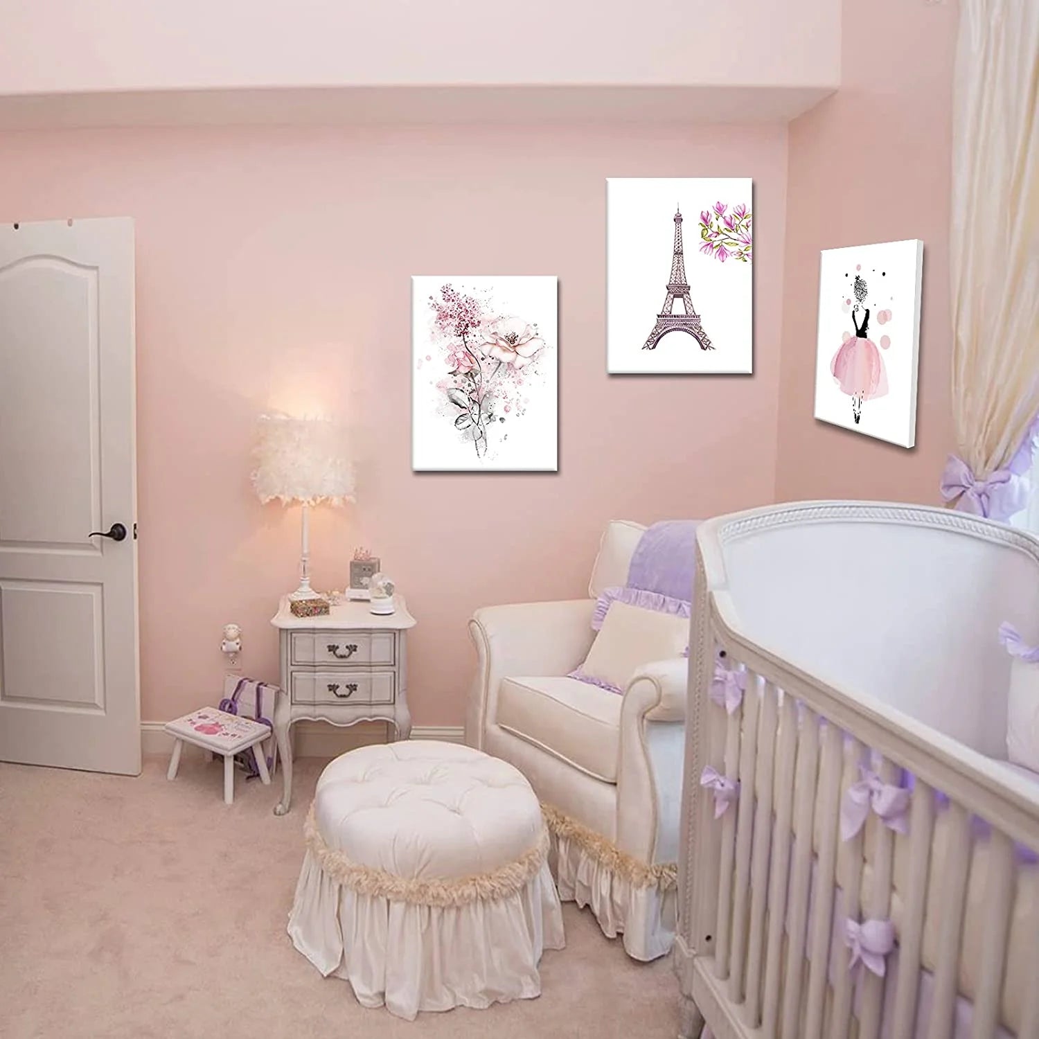 Girls Pink Cute Bedroom Decor for Teen Girls Kids Pink Wall Decor Canvas Wall Art Paintings Prints Framed Artwork Room Decor for Girls