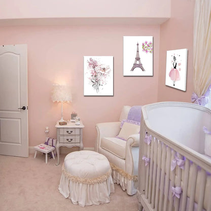 Girls Pink Cute Bedroom Decor for Teen Girls Kids Pink Wall Decor Canvas Wall Art Paintings Prints Framed Artwork Room Decor for Girls