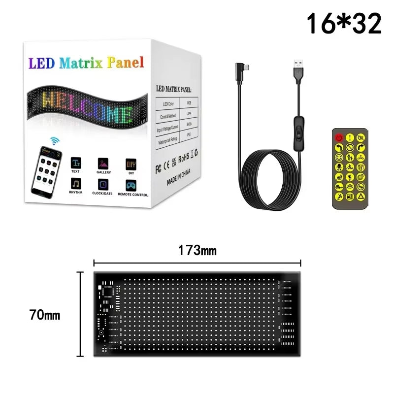 LED Car Sign Animation RGB LED Matrix Pixel Panel DIY Programmable Bluetooth App Control LED Panel Flexible Display Light