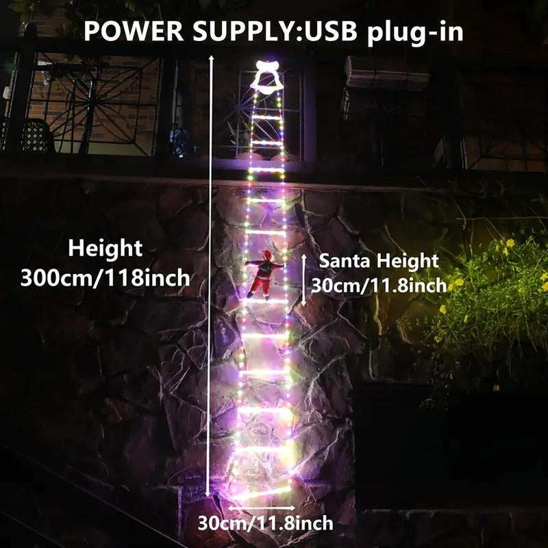 Christmas Santa Climbing Stairs Light, 8 Flashing Modes, Outdoor Indoor Holiday Party Decoration, Festive Christmas Decor, Party Decoration Supplies