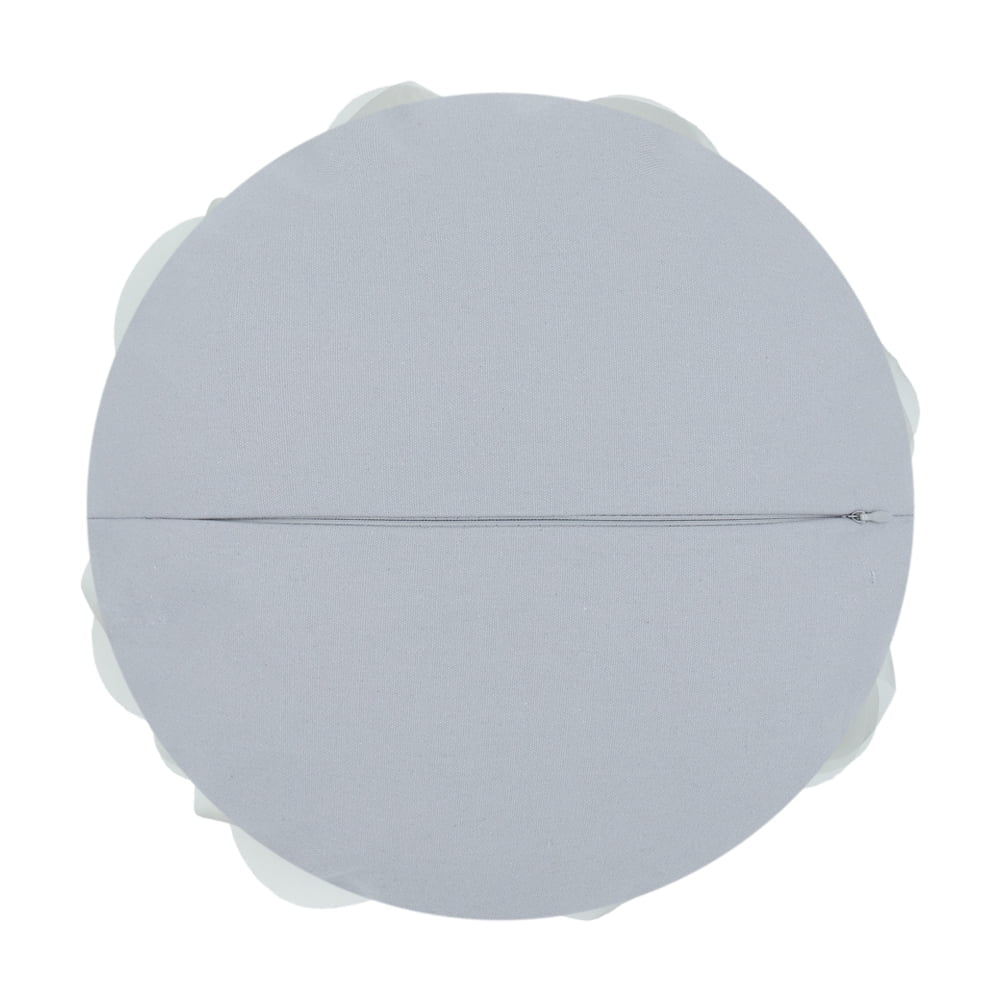 3D Handmade Soft round Decorative Gauze Rose Flower Accent Throw Pillows Cushion Cover with Insert 12 Inch Light Grey