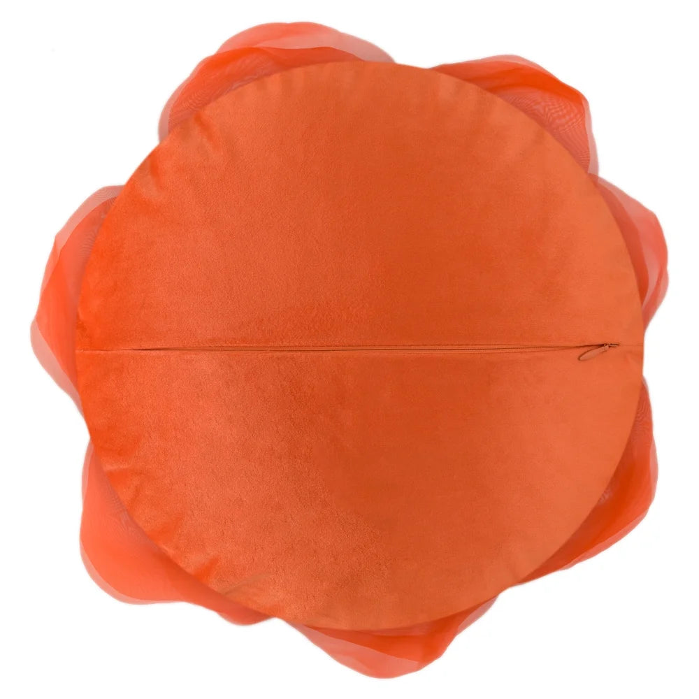 3D Handmade Unique Soft round Gauze Accent Pillows for Home Decoration in 12 Inch Orange Red