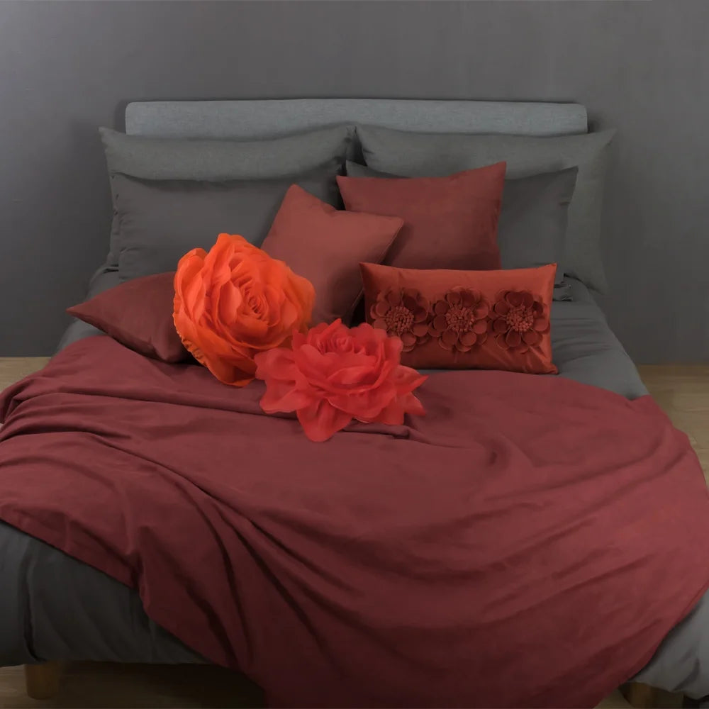 3D Handmade Unique Soft round Gauze Accent Pillows for Home Decoration in 12 Inch Orange Red