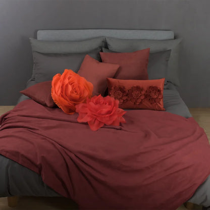 3D Handmade Unique Soft round Gauze Accent Pillows for Home Decoration in 12 Inch Orange Red