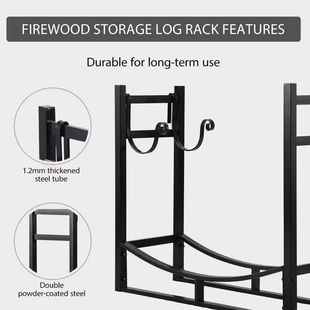 33 In. Heavy-Duty Indoor/Outdoor Firewood Rack with Kindling Holder