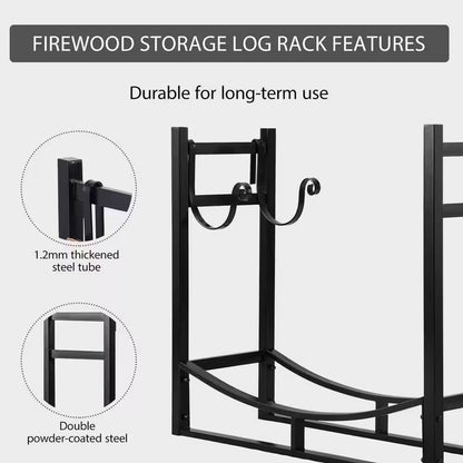 33 In. Heavy-Duty Indoor/Outdoor Firewood Rack with Kindling Holder
