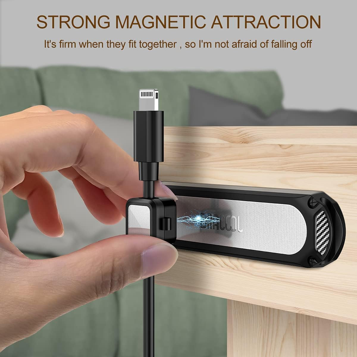 Magnetic Cable Holder 6 Slots Cable Clips Cable Management Wire Organizer under Desk Self Adhesive Sticky for USB Cord Wall Nightstand Car Charging Power Office Home Wire Clips - Black