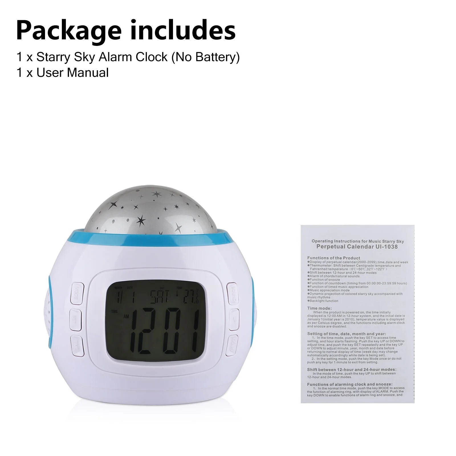 Alarm Clock,  Sleep Clock Starry Sky Night Light Star Projection Clock Music Digital Clock