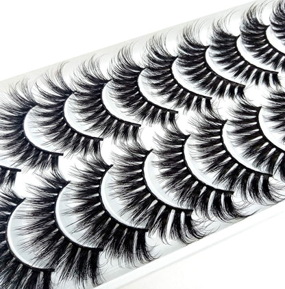 10 Pairs Natural False Eyelashes Fake Lashes Long Makeup 3D Mink Lashes Extension Eyelash Mink Eyelashes for Beauty (3D115)