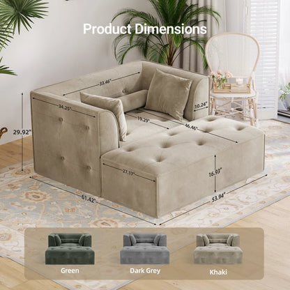 Modern Sofa with Removable Ottoman and Pillows