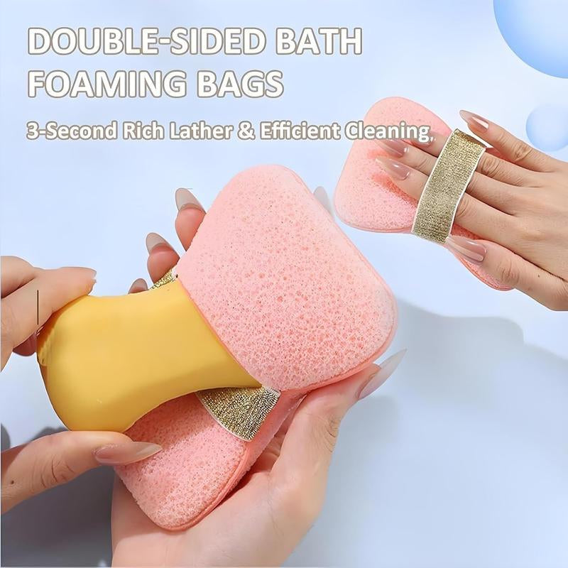Soap Bags with Exfoliating Shower Sponges — Deep Cleansing Foaming Soap Holder with Hand Strap, Body Scrub for Smooth Skin, Suitable for Men & Women, Perfect for Bath & Shower