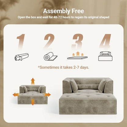 Modern Sofa with Removable Ottoman and Pillows