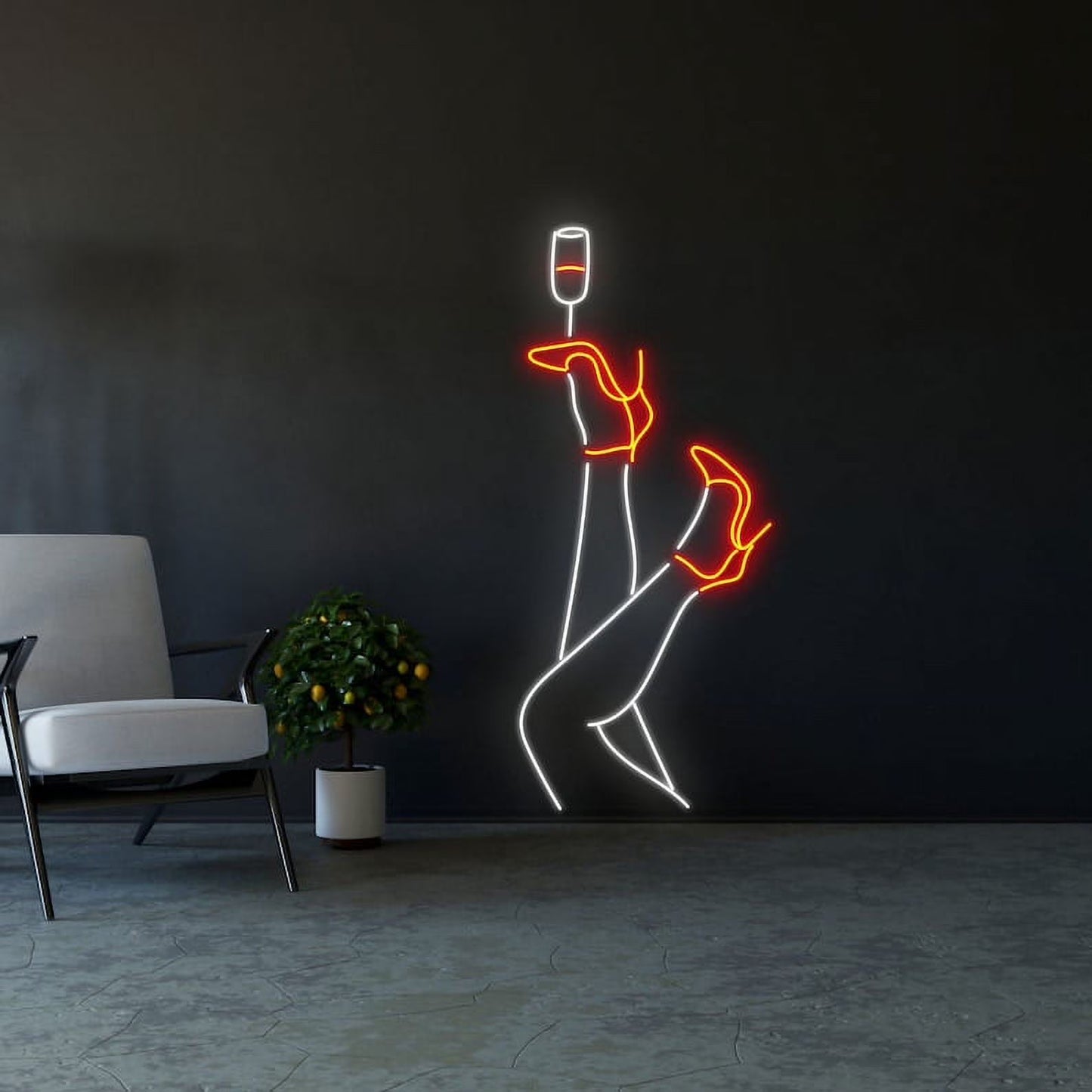 Legs & Heels with Wine Glass Led Sign, Sexy Legs Led Sign, Bar Neon Sign