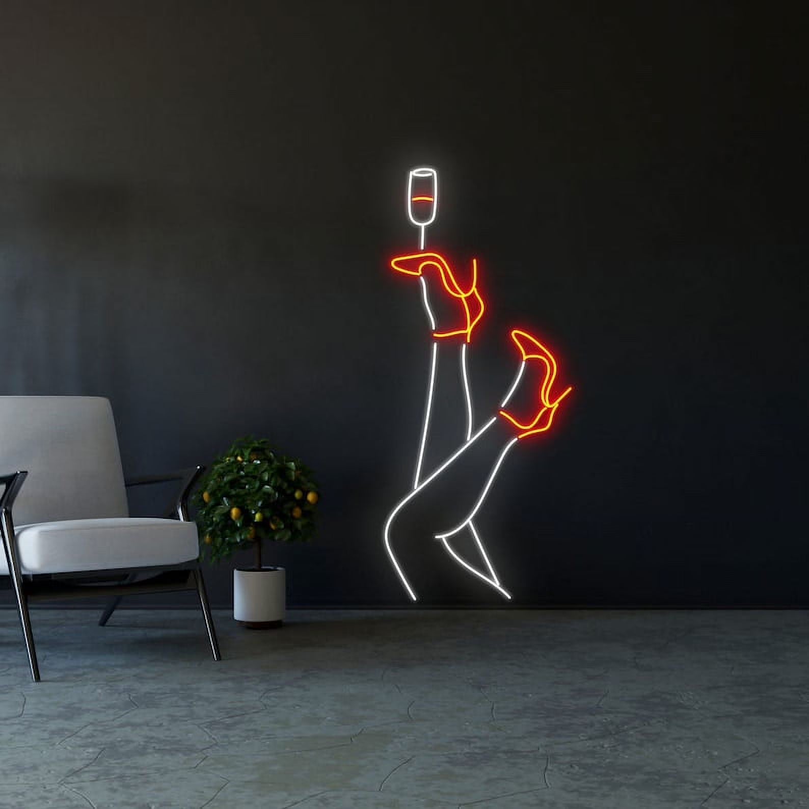 Legs & Heels with Wine Glass Led Sign, Sexy Legs Led Sign, Bar Neon Sign