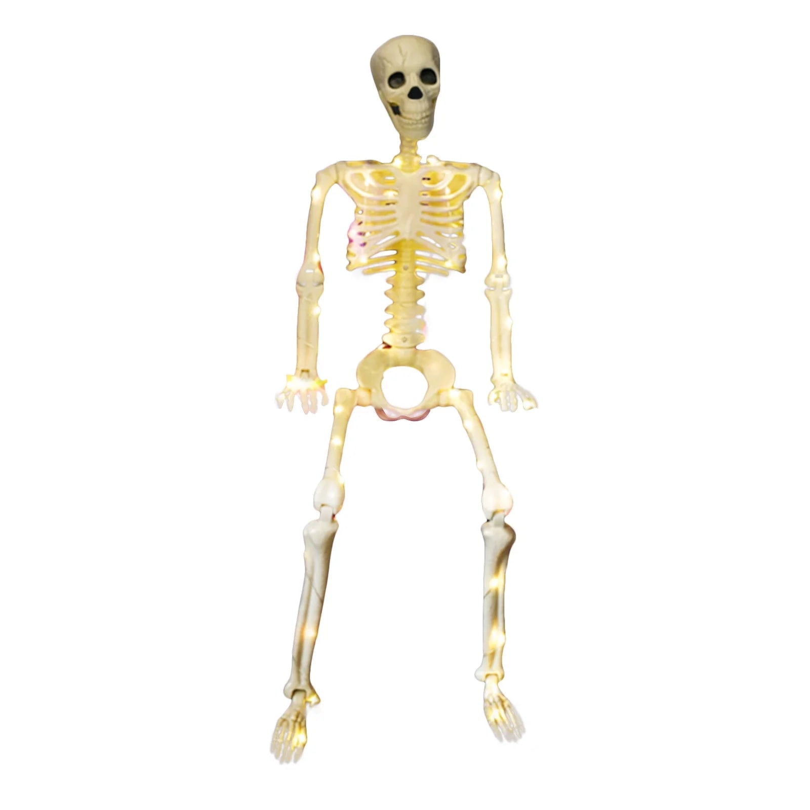Halloween Skeleton LED Light up Pose Stay Halloween Skeleton Full Body Posable Movable Jonints for Halloween Decoration