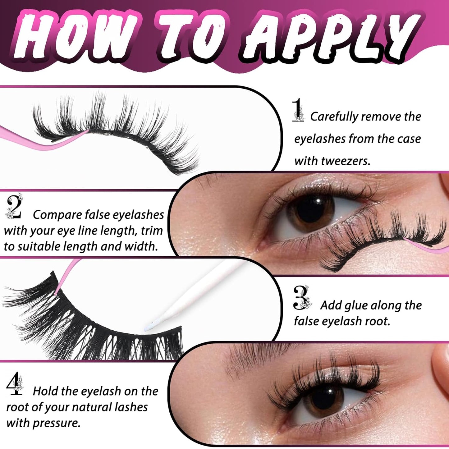 Lashes Fluffy Wispy Faux Mink Eyelashes Criss-Cross False Lashes 10 Pairs Pack Fake Eyelashes for Women (3D07)