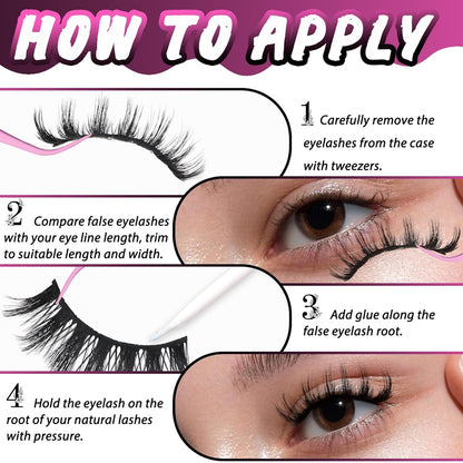 Lashes Fluffy Wispy Faux Mink Eyelashes Criss-Cross False Lashes 10 Pairs Pack Fake Eyelashes for Women (3D07)