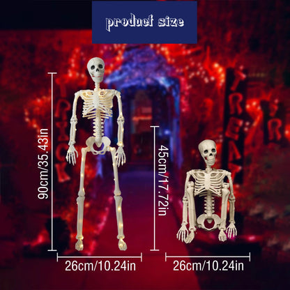 Halloween Skeleton LED Light up Pose Stay Halloween Skeleton Full Body Posable Movable Jonints for Halloween Decoration