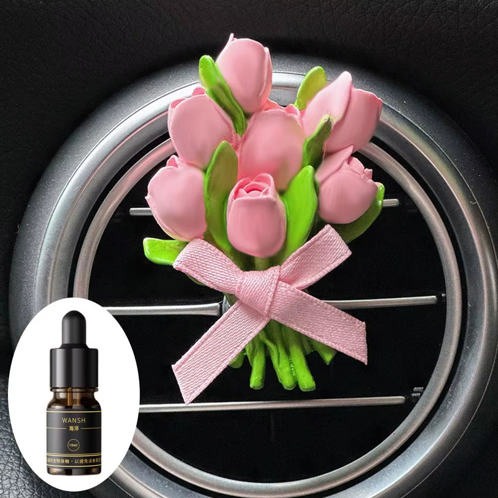 Tulip Bouquet Car Air Freshener Fragrance Car Air Conditioner Air Outlet Diffuser Car Interior Decoration Accessories