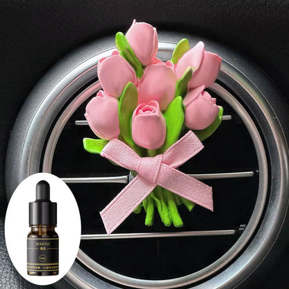 Tulip Bouquet Car Air Freshener Fragrance Car Air Conditioner Air Outlet Diffuser Car Interior Decoration Accessories