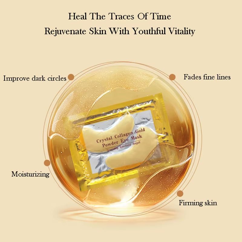 10/20Pcs Golden Crystal Collagen Eye Mask anti Dark Circle Anti-Aging Moisturizing Pink Lip Mask Eyes Lips Travel Size Skin Care