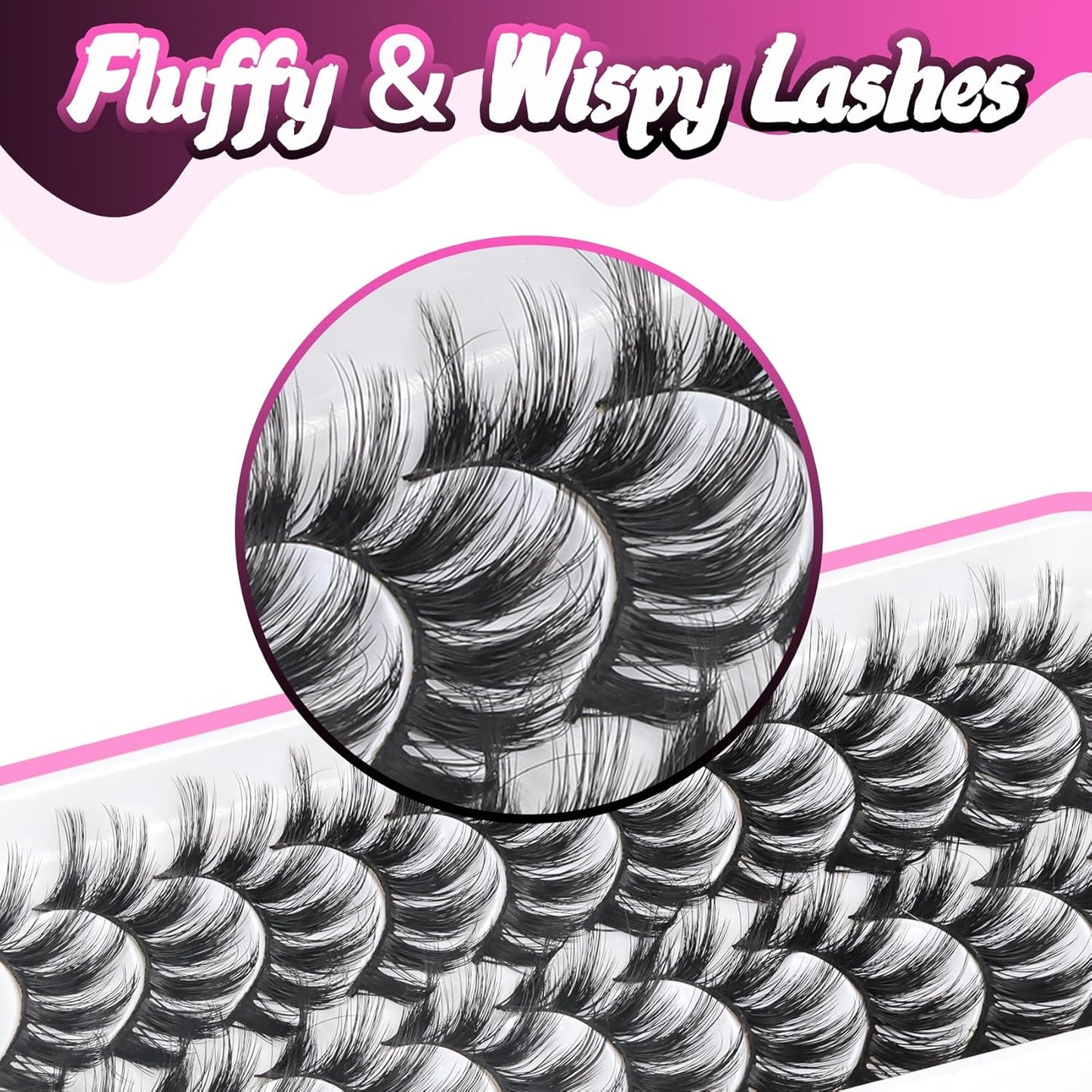 Lashes Fluffy Wispy Faux Mink Eyelashes Criss-Cross False Lashes 10 Pairs Pack Fake Eyelashes for Women (3D07)