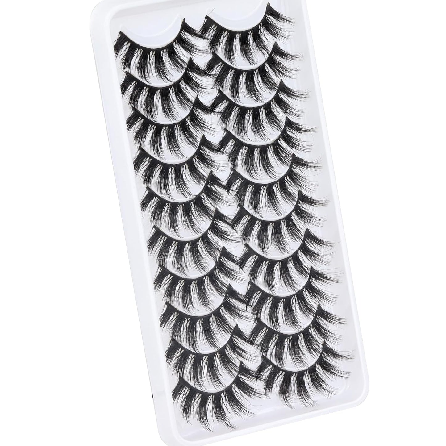 Lashes Fluffy Wispy Faux Mink Eyelashes Criss-Cross False Lashes 10 Pairs Pack Fake Eyelashes for Women (3D07)