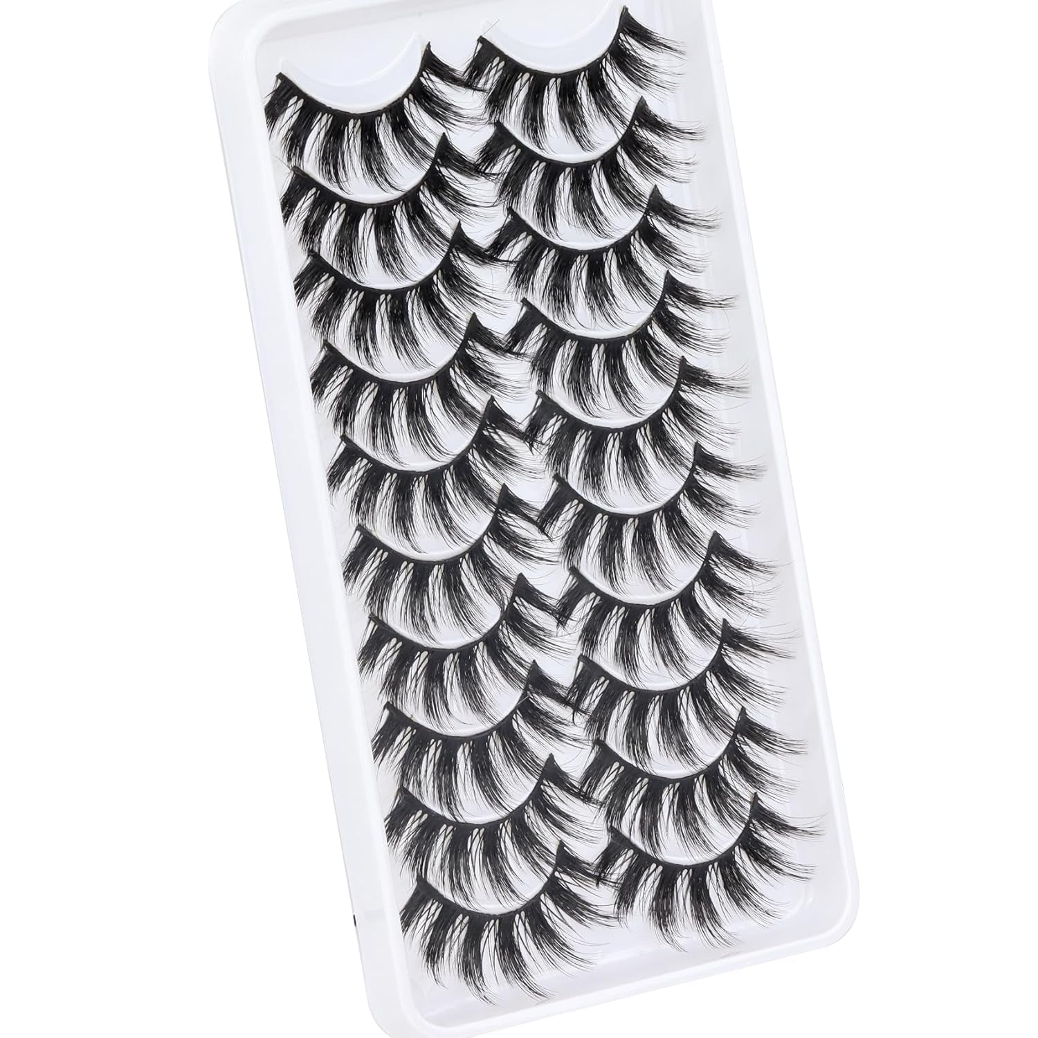 Lashes Fluffy Wispy Faux Mink Eyelashes Criss-Cross False Lashes 10 Pairs Pack Fake Eyelashes for Women (3D07)