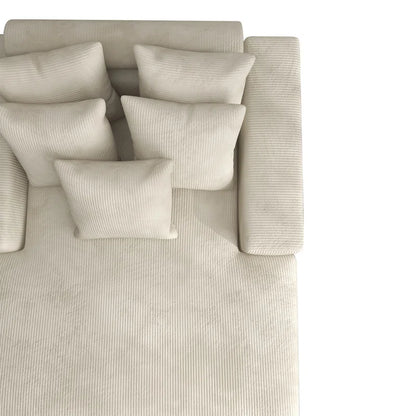 Braidon 59" Wide Upholstered Corduroy Sofa Couch with 5 Pillows