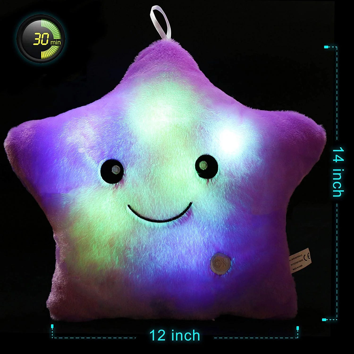 Creative Twinkle Star Glowing LED Night Light Plush Pillows Stuffed Toys (Purple)