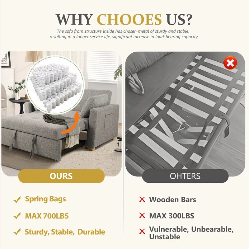 Transform Your Space with the Shortridge 3-in-1 Convertible Linen Sleeper Sofa Bed – Stylish, Functional, and Perfect for Every Occasion!