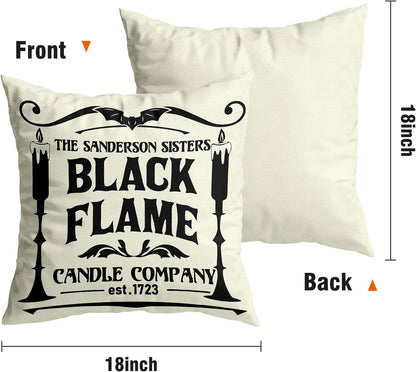 4Pack Halloween Pillow Covers 18X18", Halloween Decor Farmhouse Saying White Black Outdoor/Indoor Fall Pillow Pillows Decorative Cushion Cases for Home Sofa Couch Bed Chair