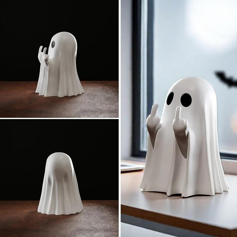 Cute Ghost Design Ornament, Spooky Resin Sculpture for Halloween, Perfect Indoor & Outdoor Home Decor, Unique Gift Idea, Collectible Figurine