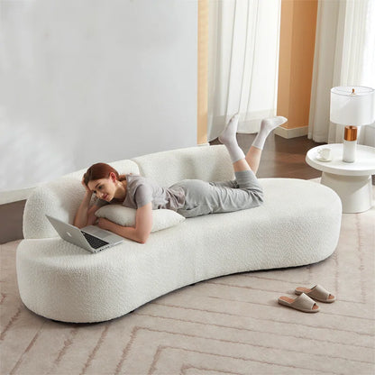 Castillon 91" Modern Curved Upholstered Sofa with Pillows