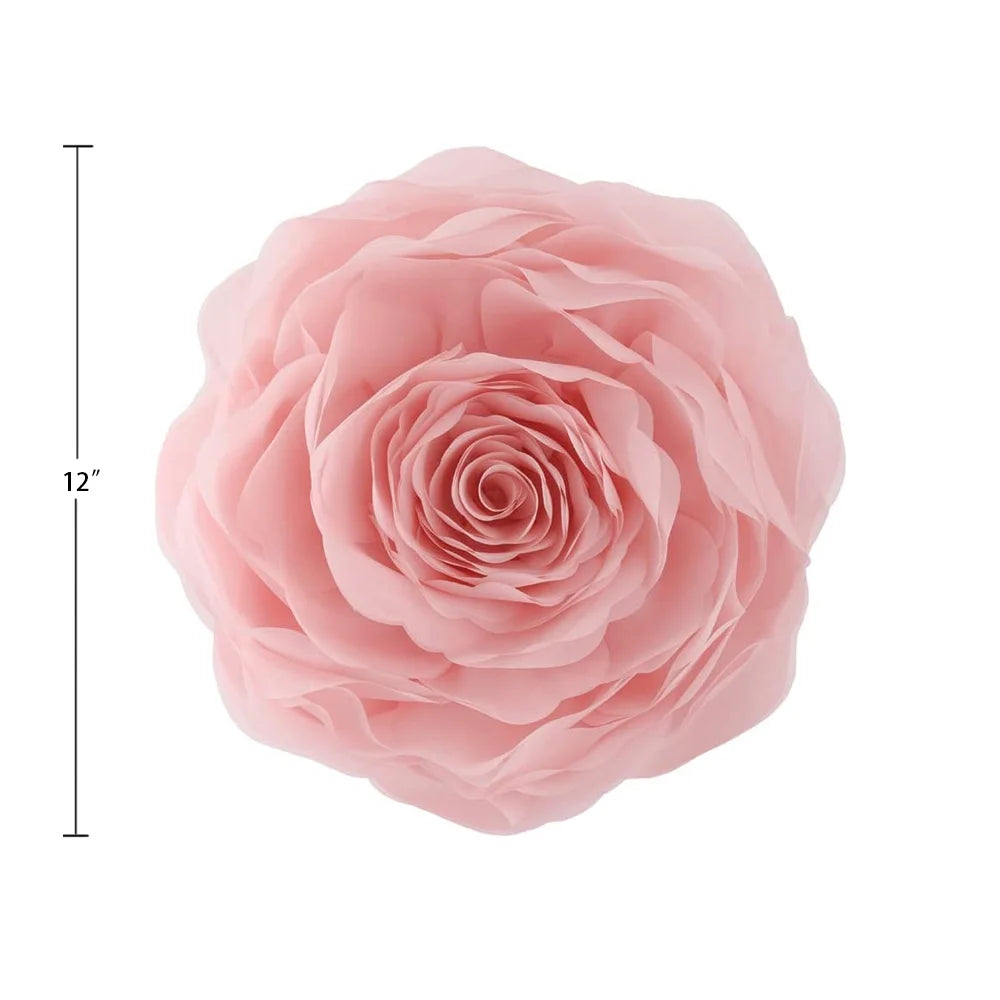 Throw Pillow Decorative Soft round Pillows 3D Accent Flower Pillows Handmade Cushion for Bed Sofa Home Bedding 12 Inch Bright Pink