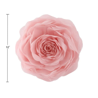 Throw Pillow Decorative Soft round Pillows 3D Accent Flower Pillows Handmade Cushion for Bed Sofa Home Bedding 12 Inch Bright Pink