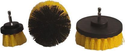 3 Pcs Drill Brush Cleaner Attachments Set Multi-Purpose Scrubber for House - Ideal for Crevices, Car Seats, Rims, Bathroom, Kitchen, Tiles Cleaning (Yellow)