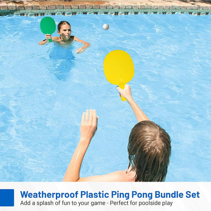 Plastic Portable Ping Pong Paddles Set of 4 Table Tennis Paddles with Retractable Ping Pong Net - 2 Ping Pong Balls with 1 Birdie. Perfect for Office, Lawn, and Beach Games for Adults and Families.