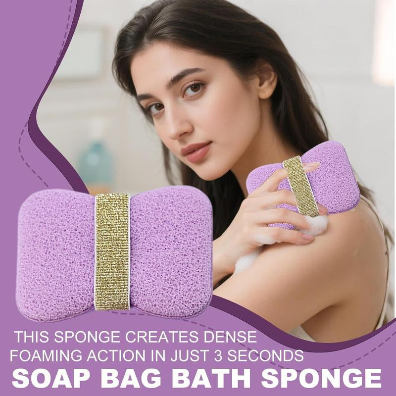 Soap Bags with Exfoliating Shower Sponges — Deep Cleansing Foaming Soap Holder with Hand Strap, Body Scrub for Smooth Skin, Suitable for Men & Women, Perfect for Bath & Shower