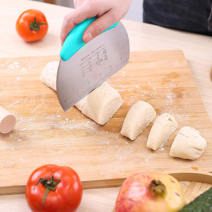 Dough Pastry Scraper Chopper/Stainless Steel Dough Scraper Cutter with Ergonomic Rubber Non-Slip Grip/Dough Scraper Cutter/Pro Pastry Pizza Cutter Chopper (Blue)