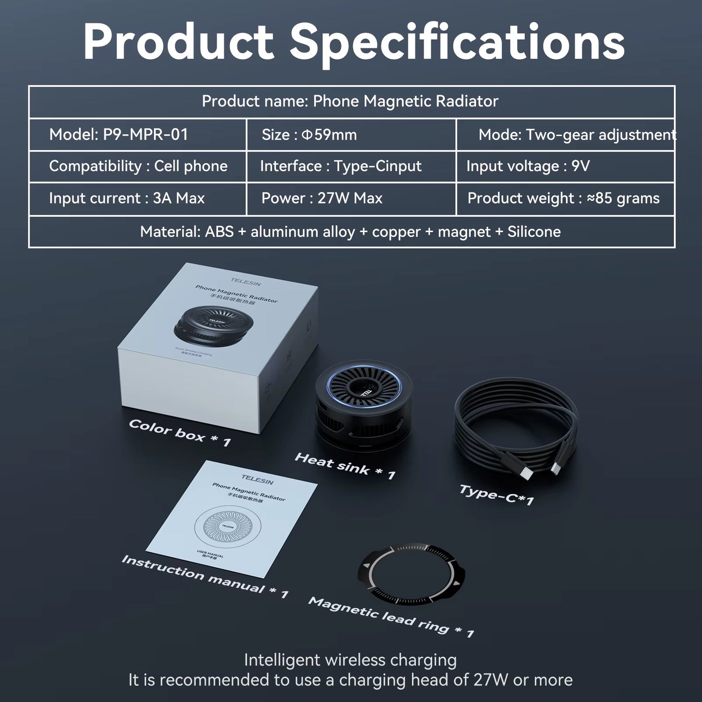 Magnetic Mobile Phone Radiator Cooler Cooling Fan Heat Sink for Cellphones Tablets Cooler for Live Streaming Gamming