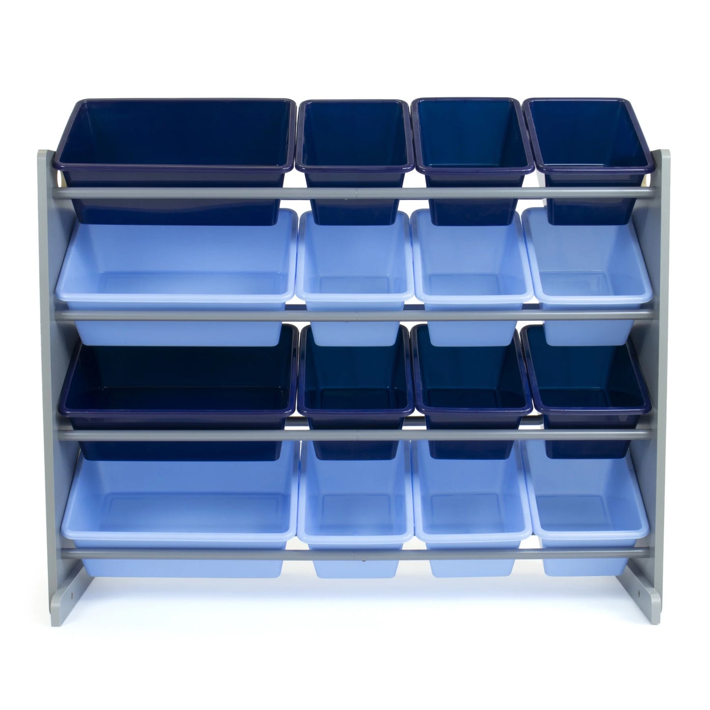 Kids Toy Storage Organizer with 16 Plastic Storage Bins, Grey/Blue
