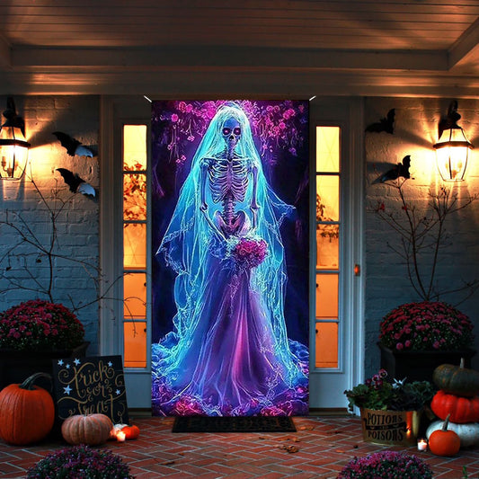 Halloween Door Cover Tapestry - Durable Polyester Fabric Decoration for Party, Classroom, Home (90X180Cm, Easy to Install)