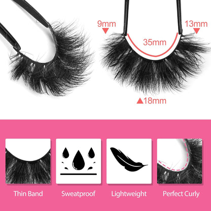 Eyelashes Mink Lashes Dramatic Full Volume False Eyelashes 6D Faux Mink Eye Lash 18Mm Long Lashes Pack 8 Pairs by