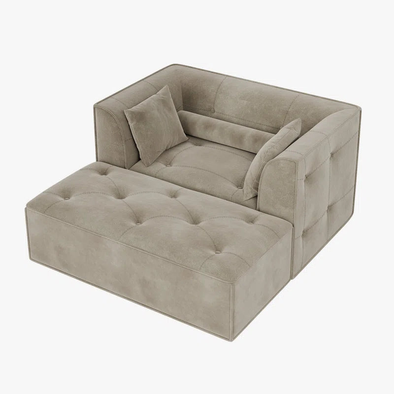 Modern Sofa with Removable Ottoman and Pillows