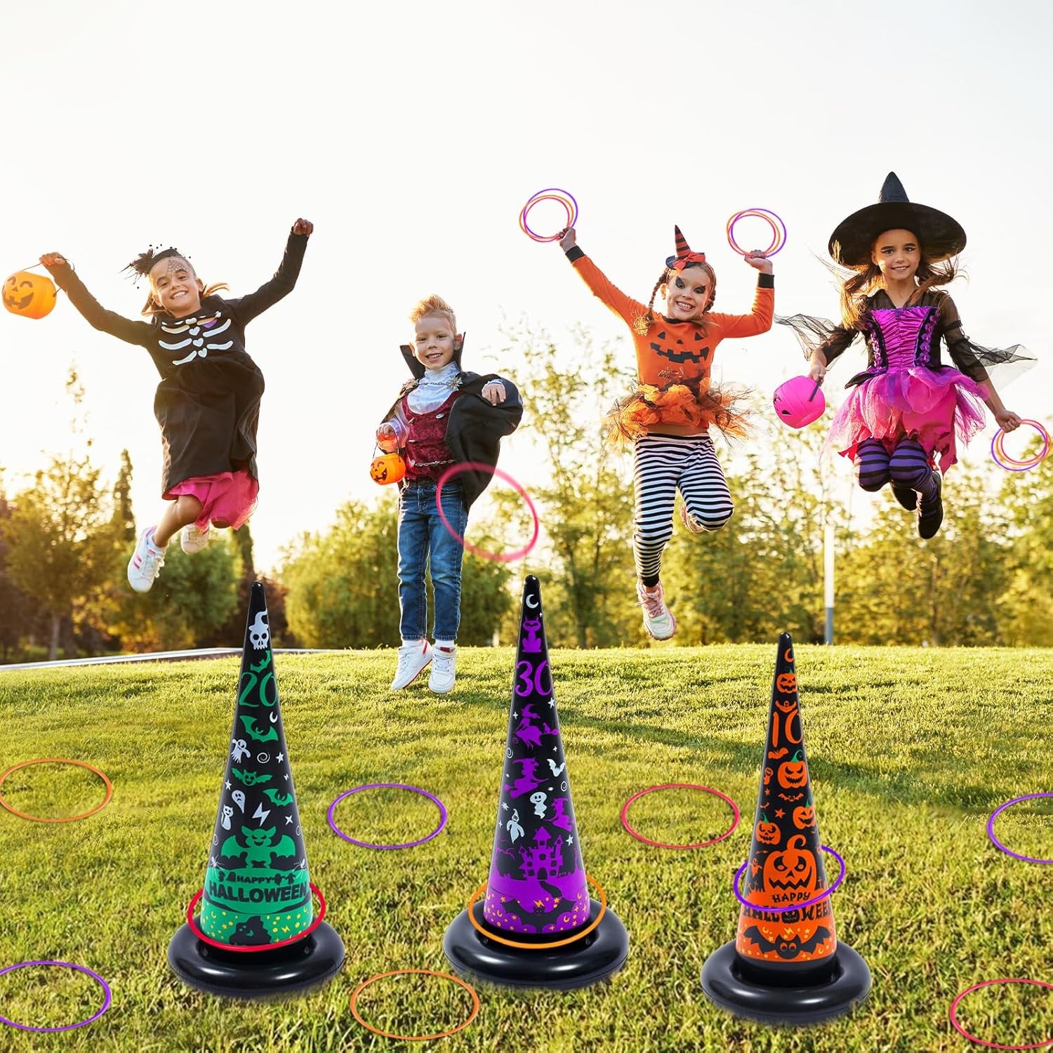  Witch Hat Ring Toss!   Halloween Inflatables Ring Toss Game 3 Pack- Fun Halloween Games,Toys & Party Supplies, Games & Toys for Kids Adults