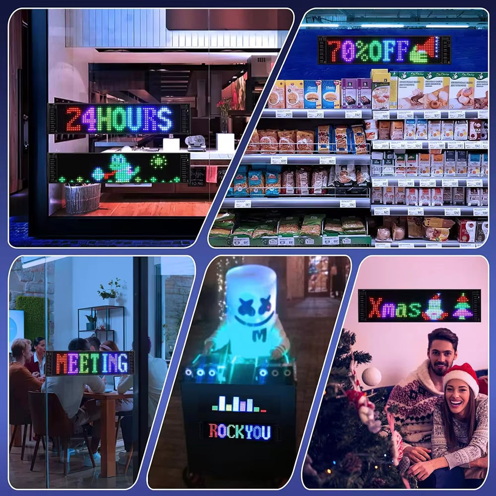 LED Car Sign Animation RGB LED Matrix Pixel Panel DIY Programmable Bluetooth App Control LED Panel Flexible Display Light