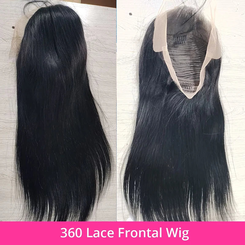 Human Hair Wigs Transparent Lace Front Brazilian Straight Glueless 360 Human Hair Lace Frontal Wigs